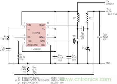 具有負反饋引腳和用于負輸出電源的高性能、單端控制器IC